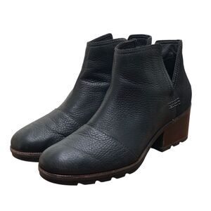Sorel Cate Cut Out Booties Women’s Size 9.5 Black Leather Suede (HF33)
